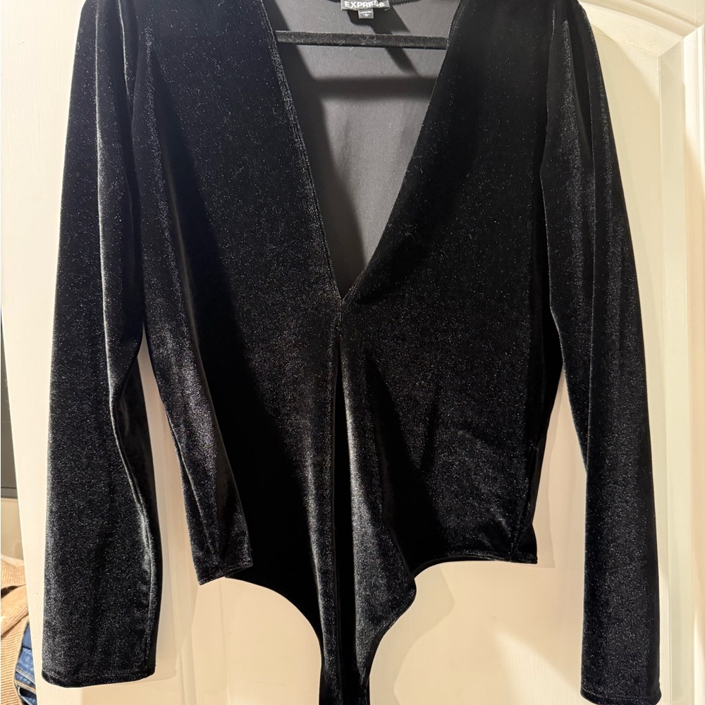 Express Black Velvet Top